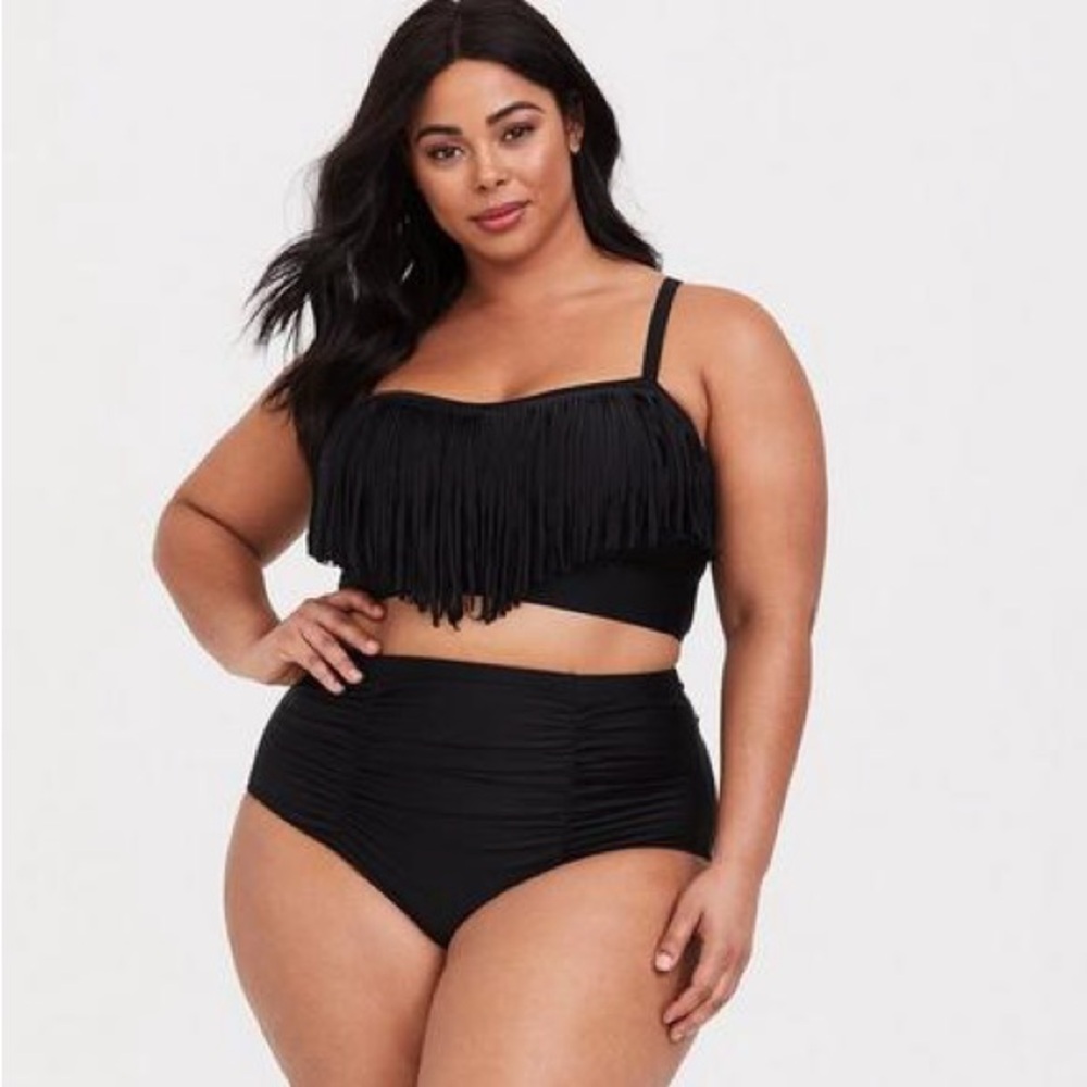 Torrid Black Fringe Bikini Set